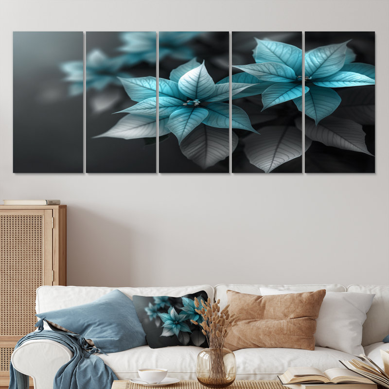 Gassett - Poinsettias, ensemble d'art sur toile, H 28 po x l 60 po