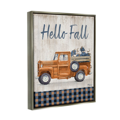 " Hello Fall Plaid Pumpkin Truck " by Paul Brent