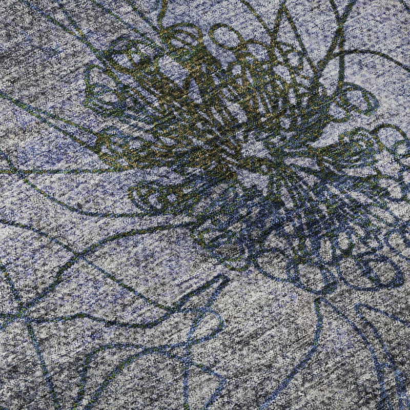Premium Machine Washable Mayfield AMF2235 Floral Rug, Gray, 5' x 7'6"