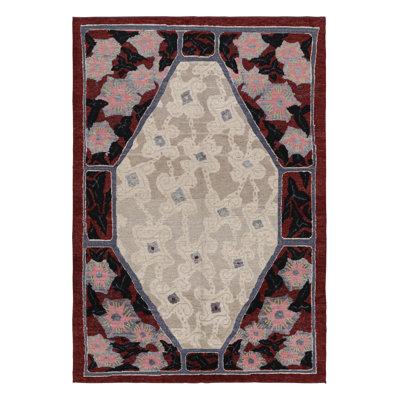 Rug & Kilim's French Art Deco Style Rug With Beige And Red Geometric Patterns