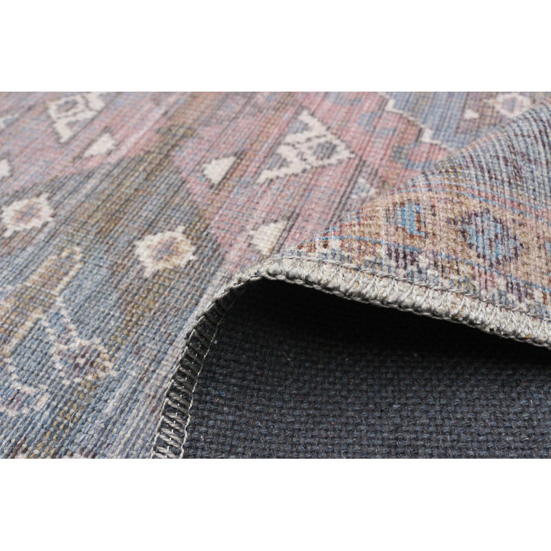 Tapis bleu clair à tissage plat Jaiceion, Rectangle 5 pi 1 po x 7 pi 11 po