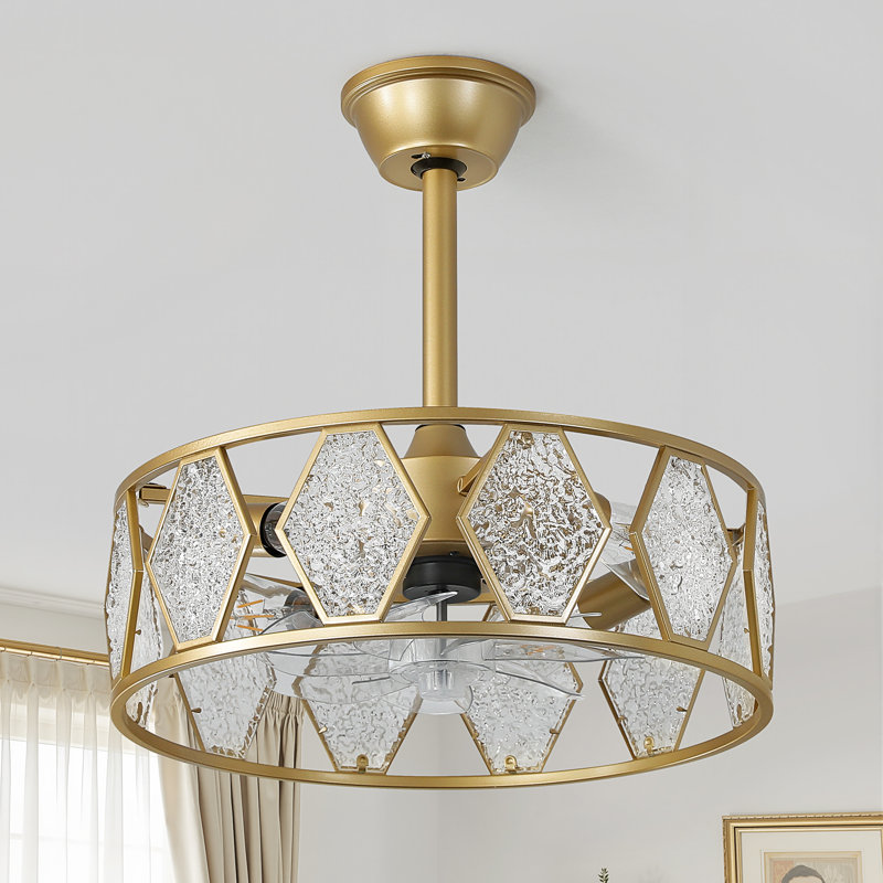 Ventilateur de plafond 19 po moderne minimaliste avec lumière et télécommande, moteur réversible silencieux pour le salon