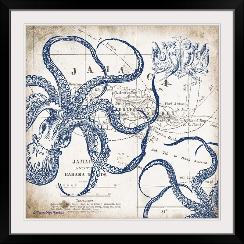 « octopi ii », gwendolyn babbitt, impression, Cadre noir, H 20" x l 20" x P 1"
