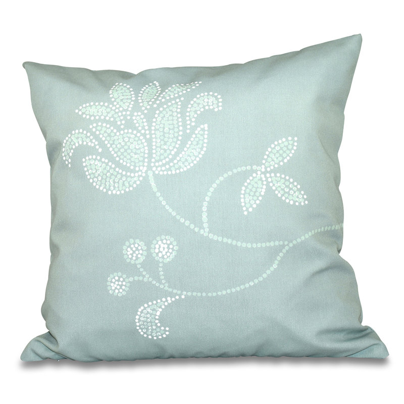 Botanical Blooms Floral Reversible Throw Pillow, 18" H x 18" W, Green
