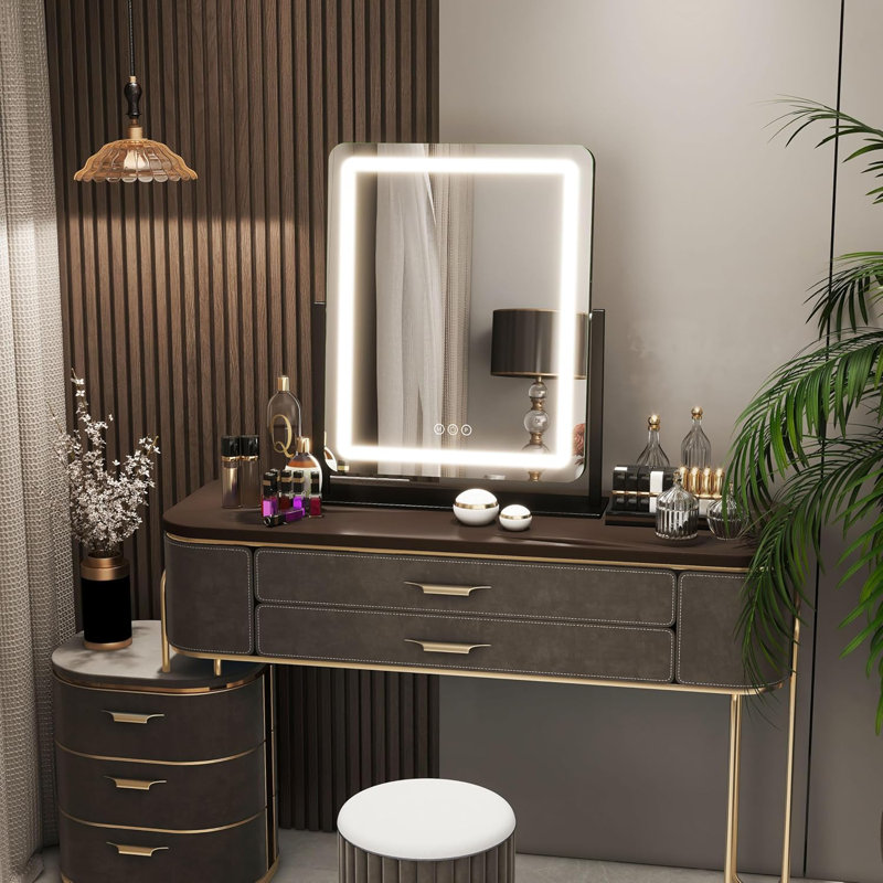 Miroir de salle de bain DEL, Noir