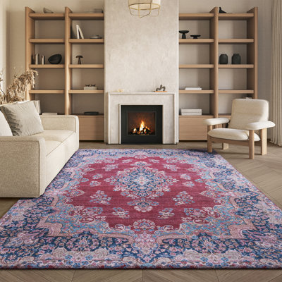 Tapis oriental rouge / bleu marine