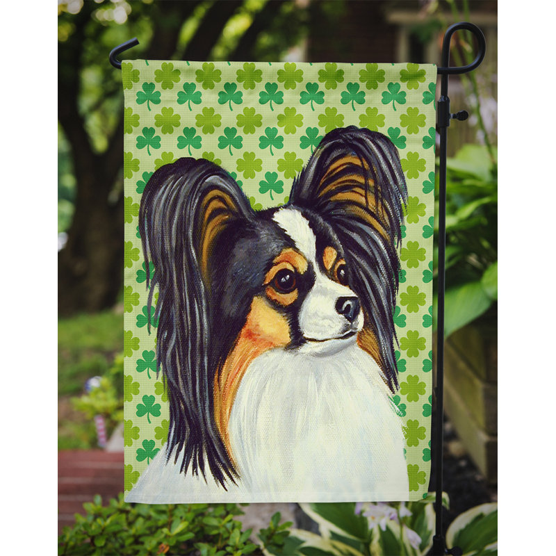 Drapeau de jardin à 2 côtés st. patrick day trèfle, Papillon (brun et blanc)