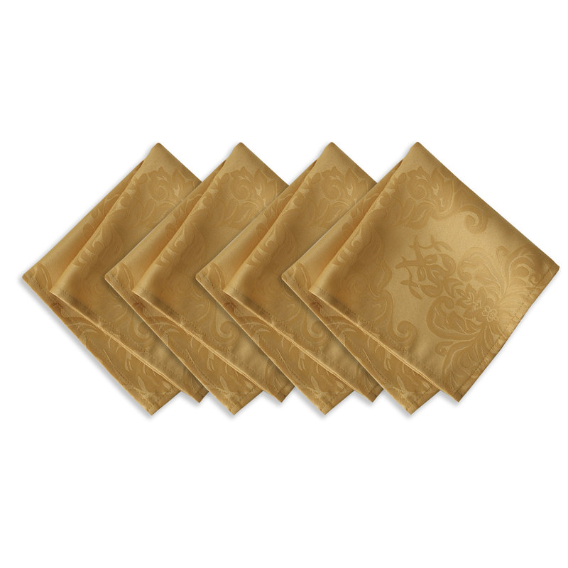 Burchfield 100% Polyester Damask Square Napkin, Gold