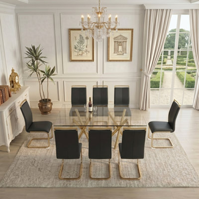 Ensemble de salle à manger 9 pièces Contemporary Glam