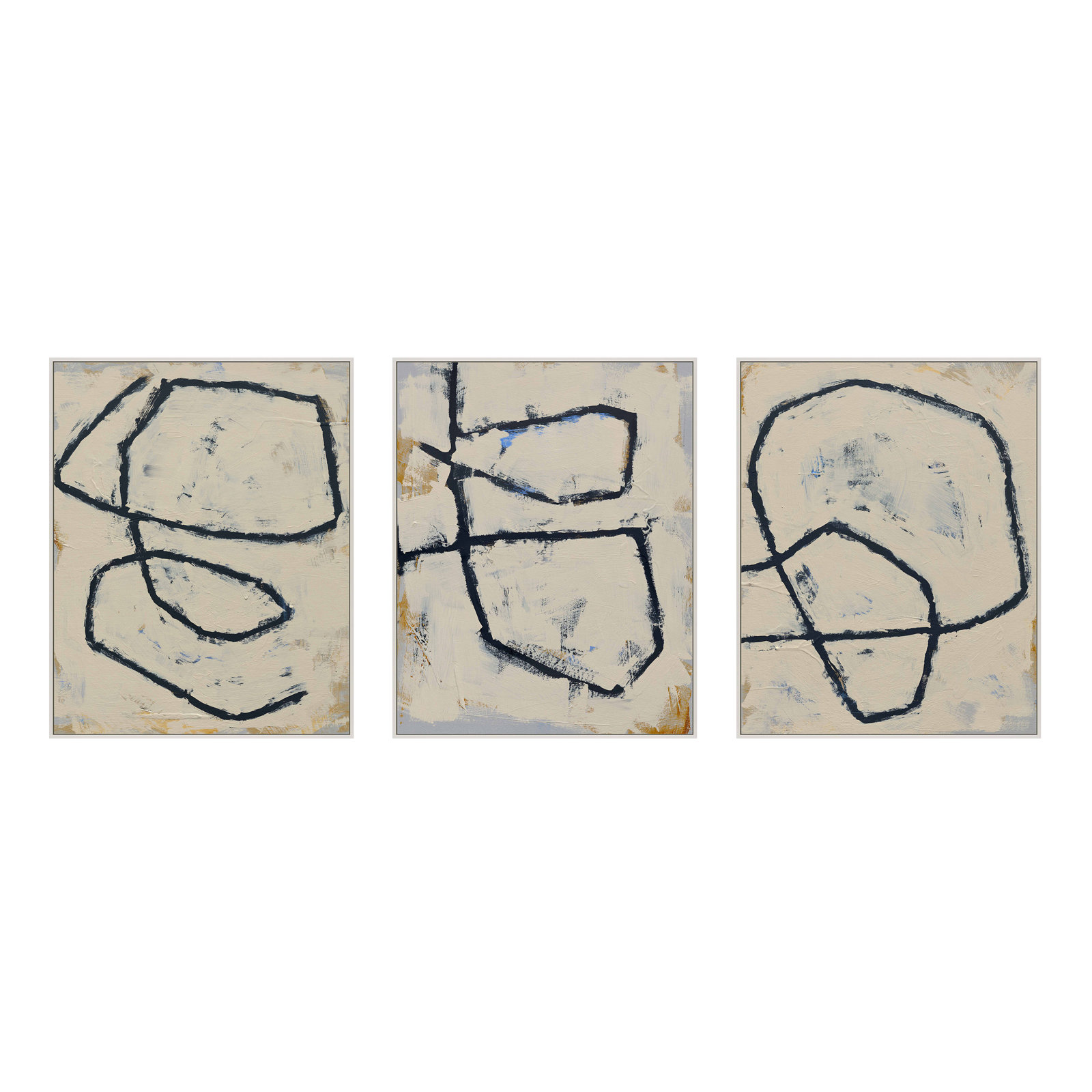 Moser "Twisted 4, 5, 6" 3-Piece Print Set, 30" H x 24" W x 1.25" D, White Framed Canvas