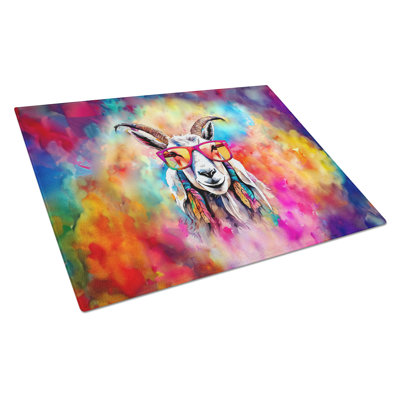 Hippie Animal Goat Glass Cutting Board