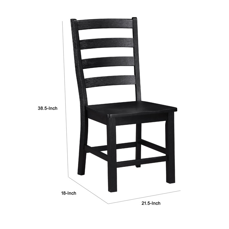 Ensemble de 2 chaises d'appoint Reddy, style campagne, en bois noir