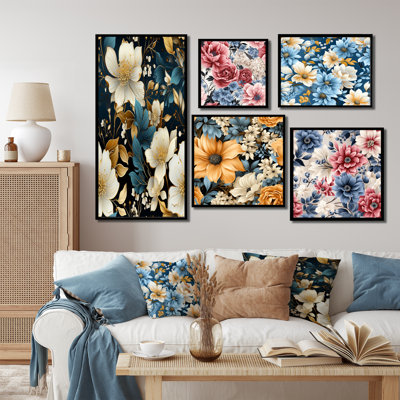 Jans - Floral Canvas Art Print Set Of 5