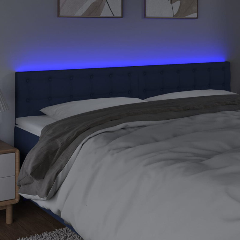 Led Headboard Blue 180X5X78/88 Cm Fabric
