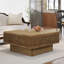 Table basse 31,52 "carrée en rotin + corde de chanvre avec rangement réglable