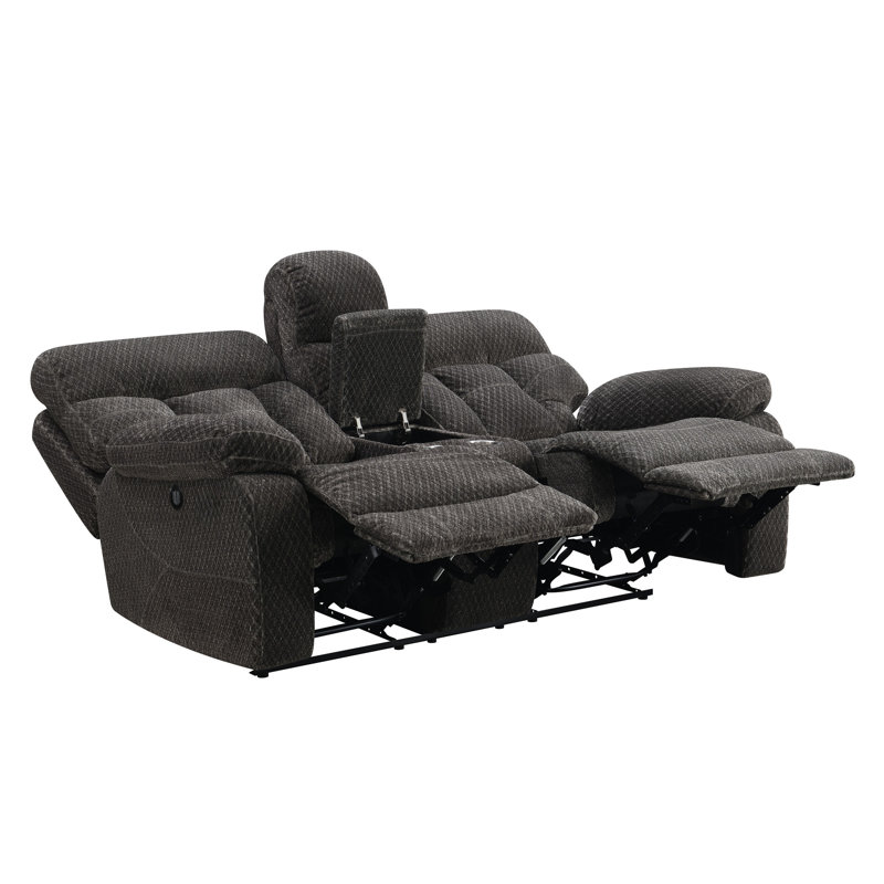Charl 77.55'' Upholstered Power Reclining Loveseat, Grey Polyester Blend
