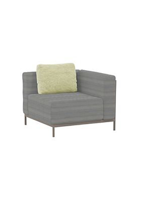 Duval Outdoor Corner Wedge Lounge Chair, Gray Cushion/Gray Frame