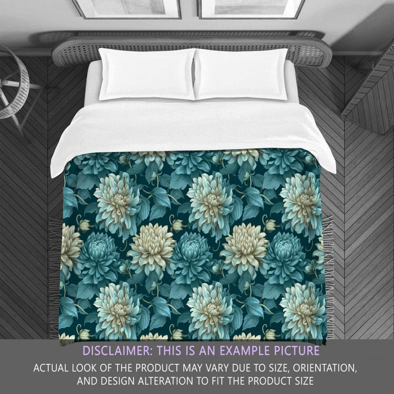 Machine Printed Comforter, Queen Comforter, Gray/Green Floral