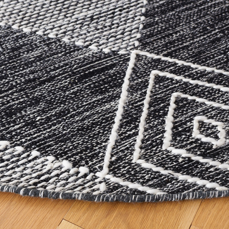 Abbie-Gayle Flat Weave Performance Geometric Rug, Round 6'