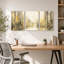 Ensemble de 3 tableaux sur toile « Forêt dorée » pour la décoration du salon et de la chambre.-129393457