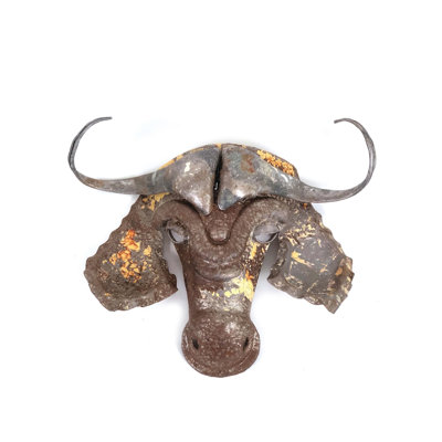 Buffalo Animal Mask - Art mural en métal recyclé