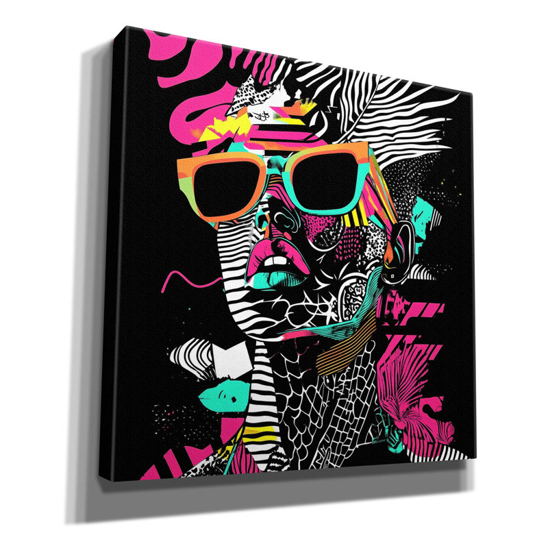 «Neon Night 2» par Rich Monet, art mural sur toile, H 26 po x l 26 po