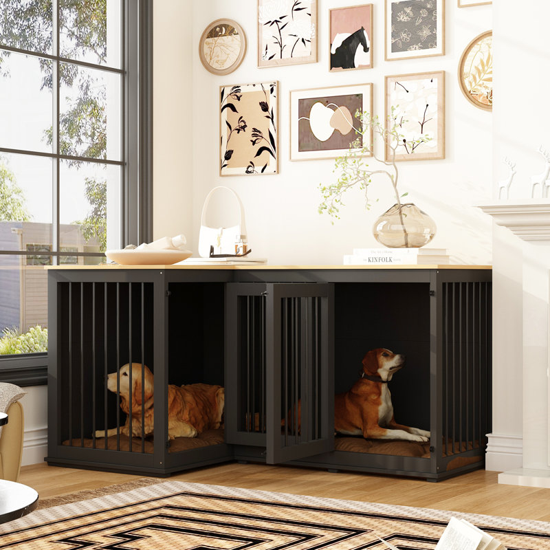 Caisse de coin pour chien avec cloison