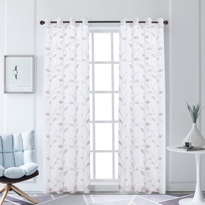Panneau de rideau simple diaphane à motif floral avec œillets Greear
