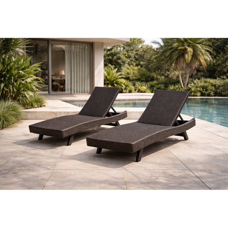 Ensemble de chaise longue d'extérieur en osier Selena, Espresso