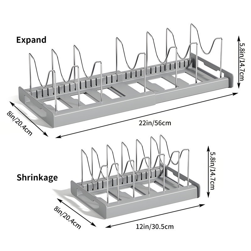 Support à ustensiles extensible pour préparation et dégustation, Gris
