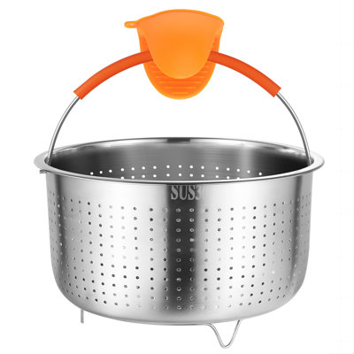 Panier à légumes pour accessoires de casseroles instantanées de 6 et 8 pte, passoires et passoires, passoire en métal pour la cuisson du brocoli, des œufs, des pâtes, du quinoa, (orange)