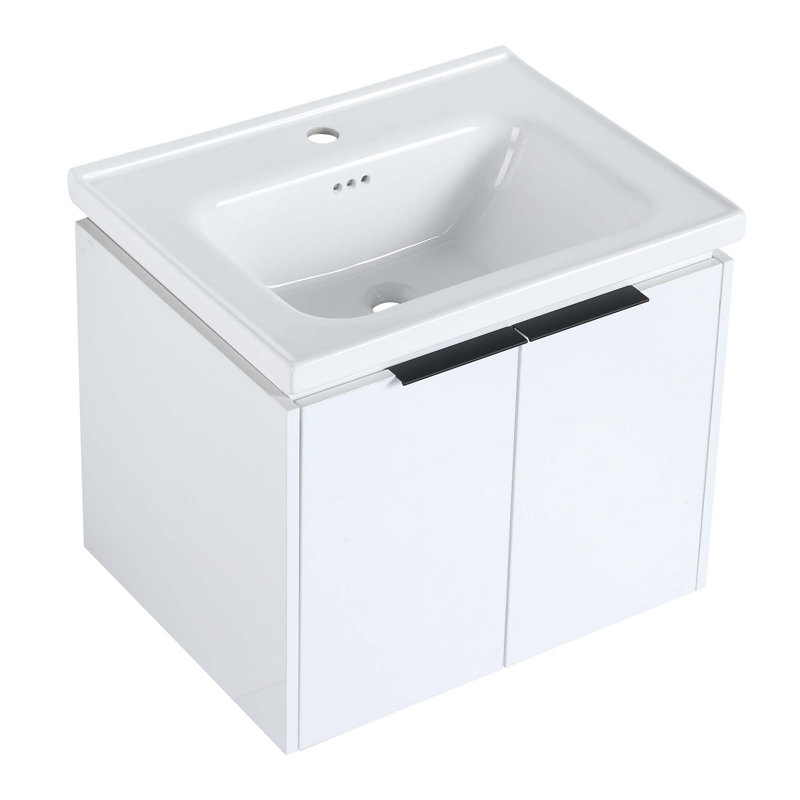 Meuble-lavabo à fermeture en douceur 24 po avec lavabo, convenant à une petite salle de bain