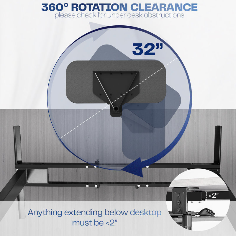VIVO Black 23 x 10 inch Screw-In Rotating Computer Keyboard and Mouse Tray
