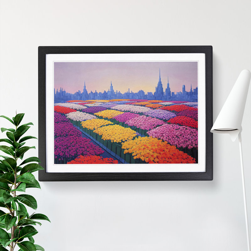 Cute Flower Market - Framed Print, Black, 25cm H x 34cm W x 2cm D