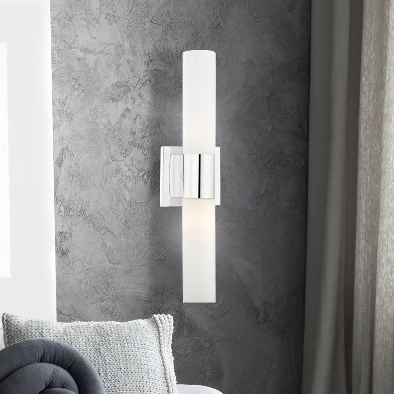 Cailum 2 Light Frosted Dimmable Vanity Light, Chrome