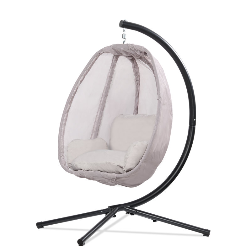 AURESTEAD Hanging Egg Chair with Stand & Plush Cushions, Purplish Grey