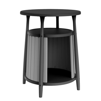 Table d'appoint d'extérieur 2 en 1 avec maison pour chat, table de bout en résine résistante aux intempéries avec abri pour chat caché