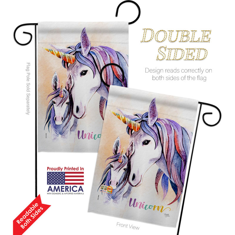 Drapeau de jardin 19 po x 13 po en polyester Unicorn