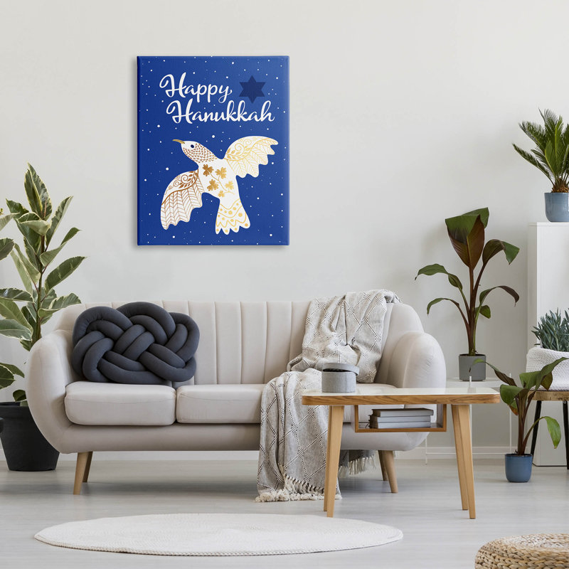 «Happy Hanukkah» par Darlene Seale, H 40 po x l 30 po x P 1,5 po