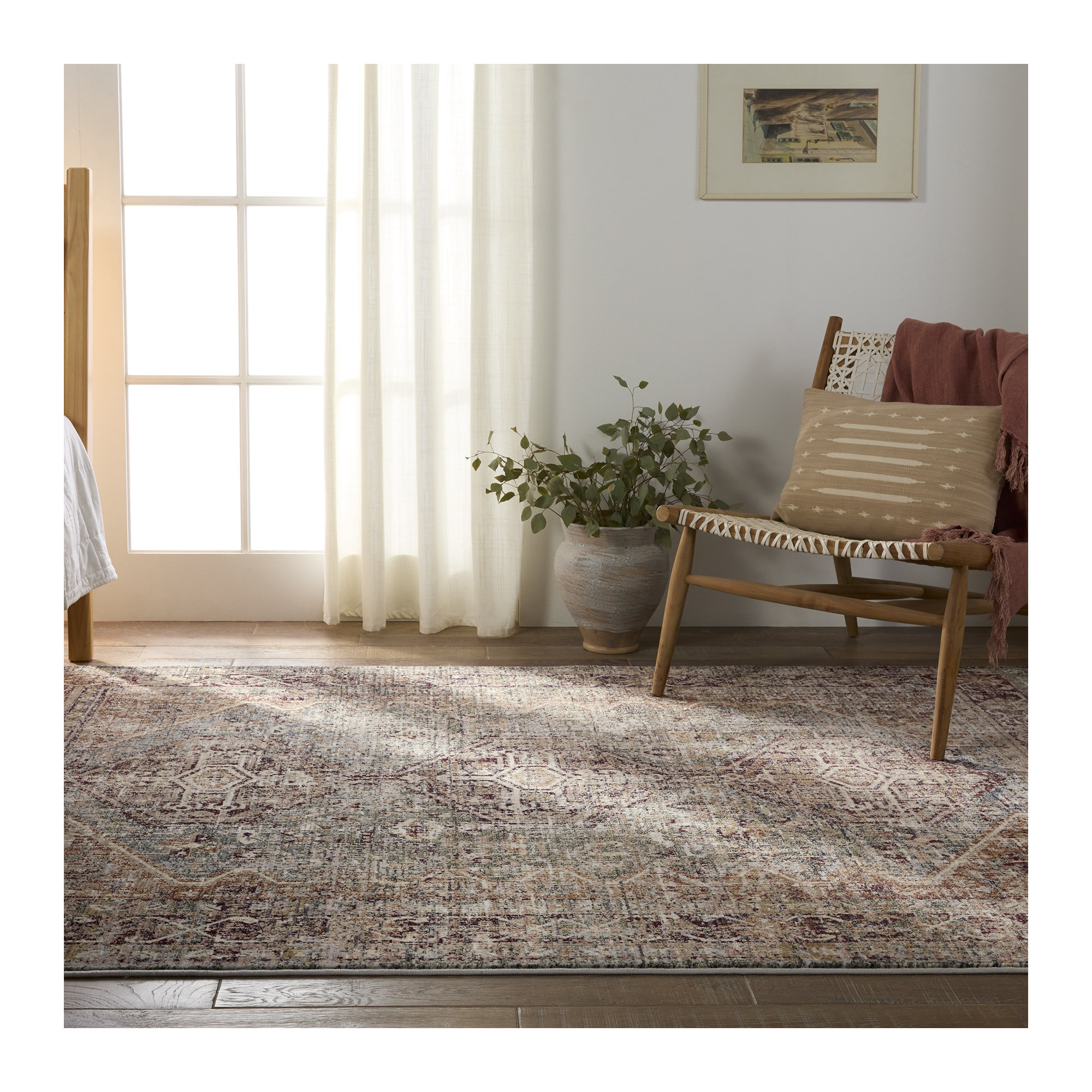Clemente Red/Blue/Brown Rug, Rectangle 8' x 10'6"