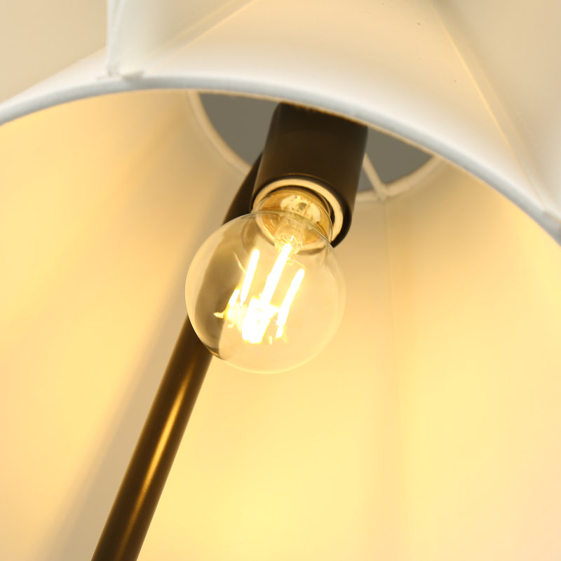 Lampe sur pied arquée en tissu 1 lumière noire 66,4 po avec interrupteur au pied, Noir