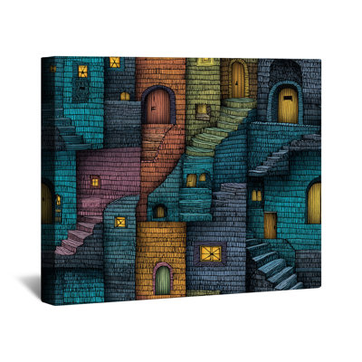Colourful Buildings Canvas Gallery Wrap - Architecture Wall Decor in Many Sizes