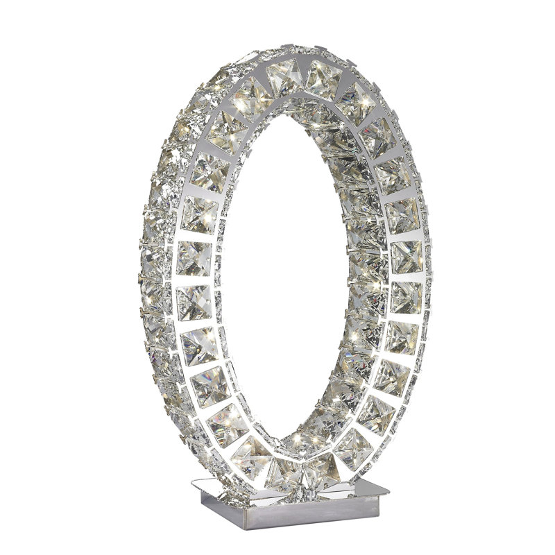 Oval Crystal Extravaganza 20" Chrome LED Table Lamp