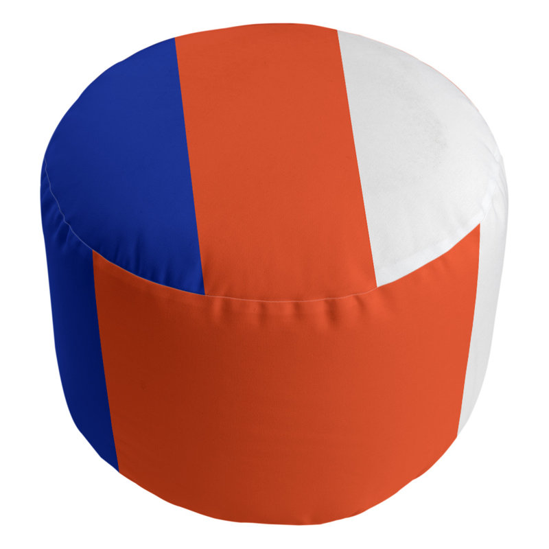 Repose-pieds cubique rond à rayures 20,5", Bleu / Orange / Blanc