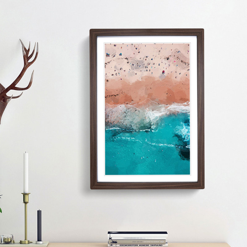 Bondi Beach in Australia in Abstract - Framed Print, 36cm H x 27cm W x 2cm D, Walnut Framed