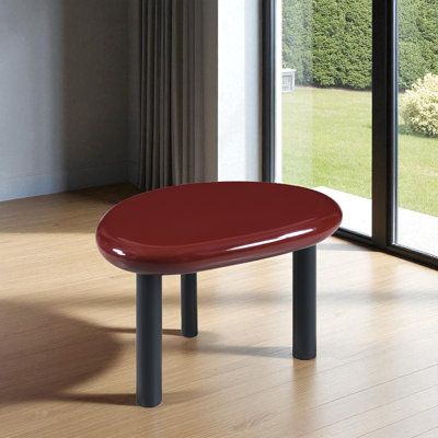 Modern Red High Gloss Oval Coffee Table With Black Legs