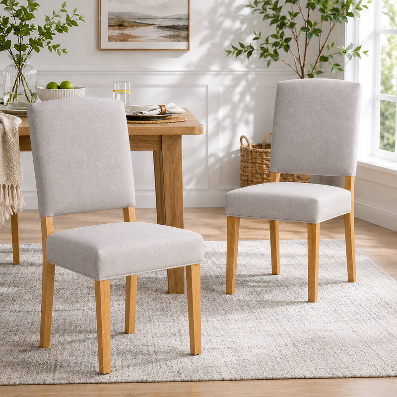 Chaise rembourrée moderne avec dossier sculpté en bois massif, chaise d'appoint Mid-Century pour salle à manger et cuisine