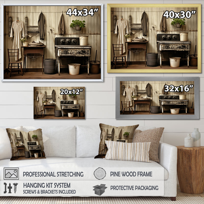 «Farmhouse Laundry Charm III», art mural, Toile tendue, H 12 po x l 20 po x P 1 po