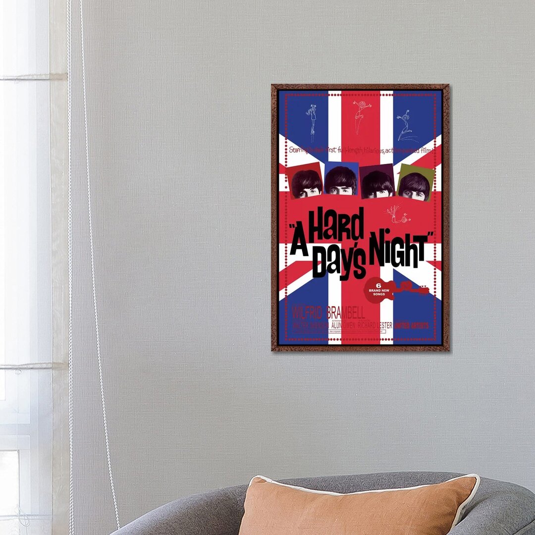 Leinwandbild A Hard Day's Night Film Poster (Union Jack Background) von Radio Days