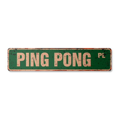 Plaque de rue Pingpong en plastique robuste 4 po x 18 po